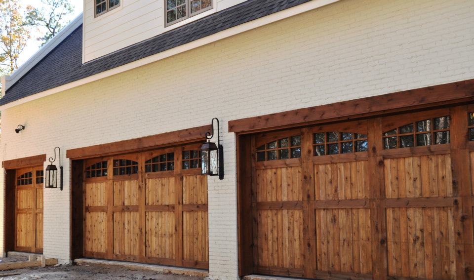 custom wooden garage door installation